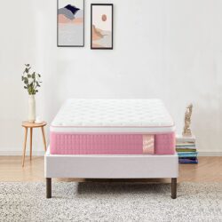 12" Twin Long Hybrid Mattress Individual Pocket Spring & Memory Foam Cool Knitted Cover - Pink