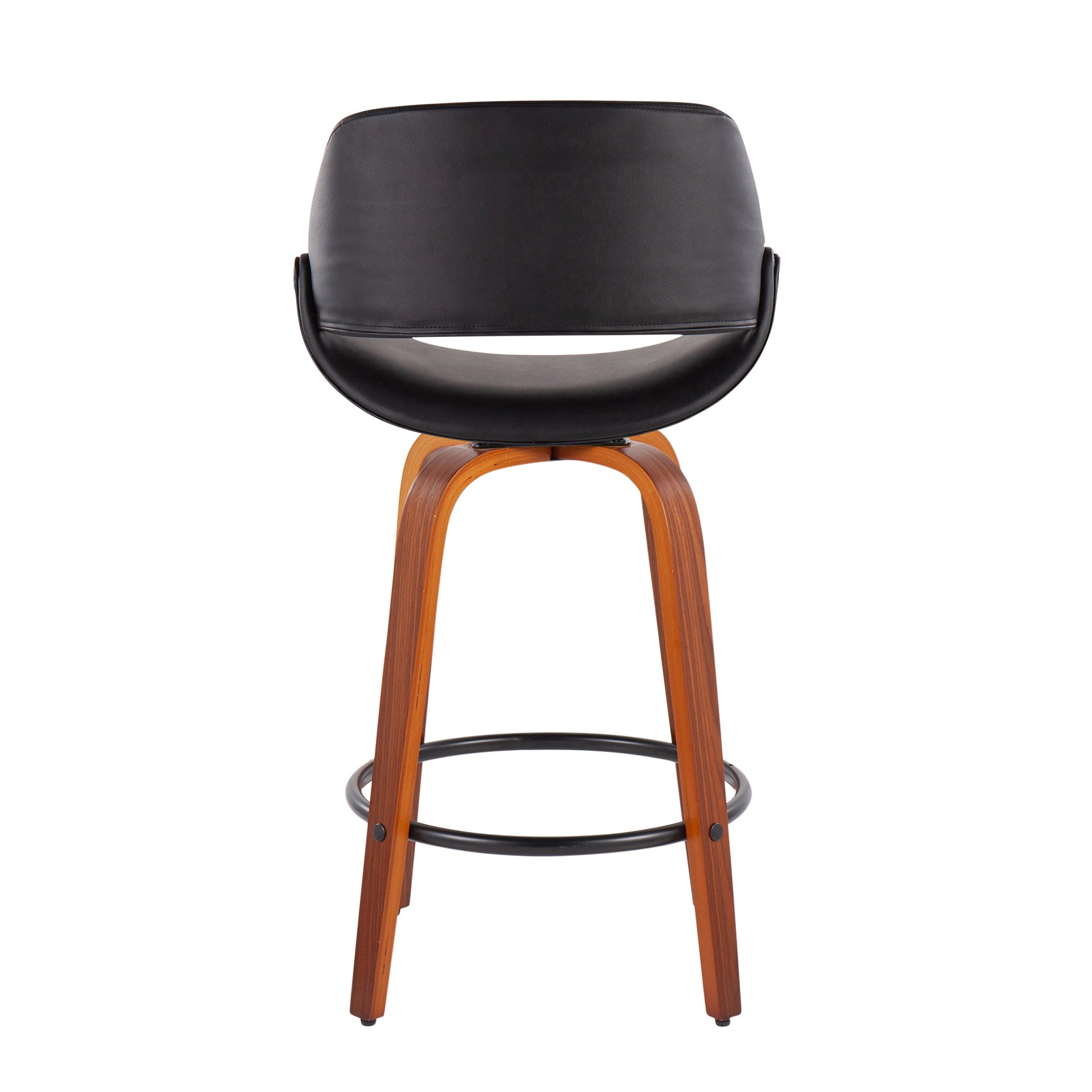 Fabrico - Mid-Century Modern Fixed Height Counter Stool And Round Footrest (Set of 2) - Walnut / Black - Image 5