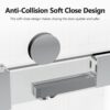 Frameless Double Sliding Soft Close Shower Door, 3 / 8 Inches Tempered Glass - Chrome - Image 4