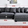 Luxe - Oversized 2 Piece Right Facing Sectional Couches For Living Room, L Shaped Sofa With Chaise - Dark Gray - Image 10