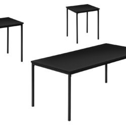 Table Set, Coffee, End, Contemporary, Modern (Set of 3) - Black