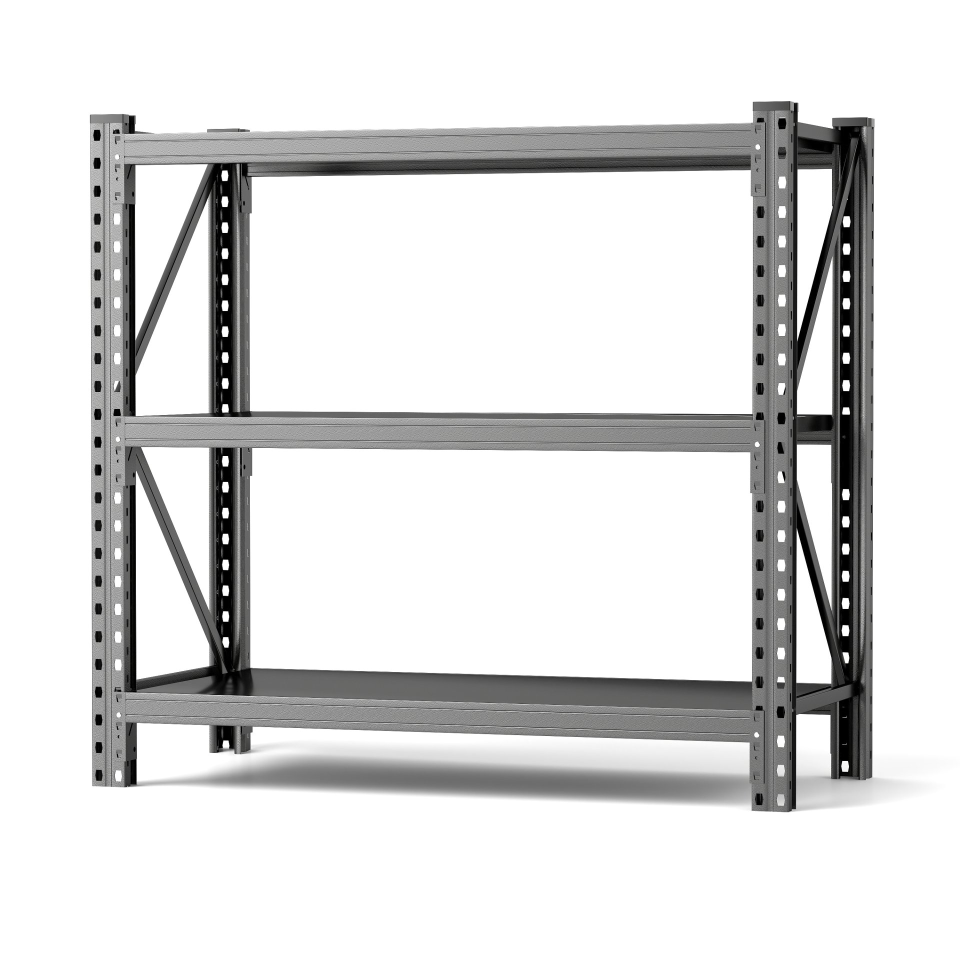 3 Tier Industrial Shelving Rack, Heavy Duty Steel Shelving Unit Adjustable - Black - Image 7