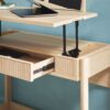 Transitional Reeded Lift Top Desk With Drawer - Oak - Image 8