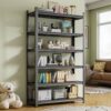 Garage Storage Rack, 6 Story Shelves, Adjustable Partition Storage Unit, Supermarket, Home, Basement Storage Rack - Black - Image 7