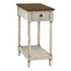 Accent End Table, 2 Tier, Storage Drawer, Traditional - White - Image 2