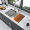 28" X 19" X 10" Single Bowl Undermount Workstation Kitchen Sink 16 Gauge - Brushed Nickel - Image 2
