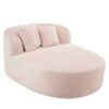 Chaise Lounge Sofa Boneless Couch Sofa Bed With 2 Supportive Pillows - Pink - Image 9