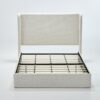 Carmen - Queen Minimalist Upholstered Wingback Bed Frame With High Headboard - Ivory - Image 9