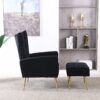 Modern Accent Chair With Ottoman, Comfy Armchair For Living Room, Bedroom, Apartment, Office - Black - Image 8