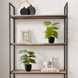 13" Tall, Artificial Plant, Epipremnum, Indoor, Faux, Fake, Table, Greenery, Potted, Decorative (Set of 2) - Green / Black