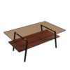 Rectangle Coffee Table, Tempered Glass Tabletop With Metal Legs, Modern Table For Living Room - Brown - Image 7