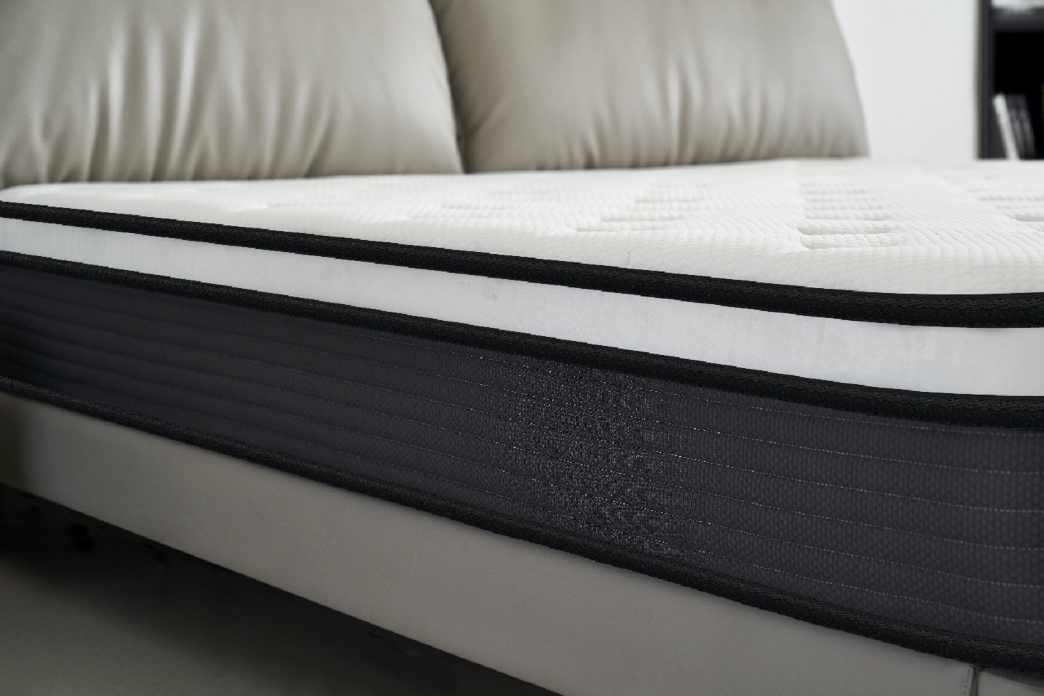 10" King Hybrid Mattress A Box, Pillow Top Bed Cushion With Breathable And Hypoallergenic Design, Medium Firm For Lumbar Support - White / Gray - Image 2