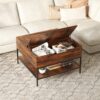 Rustic Flip Top Coffee Table With Hidden Storage - Black / Brown - Image 14