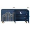 Modern Fluted Sideboard Buffet With Adjustable Shelves, Curve Element With Strict Lines - Navy Blue - Image 3