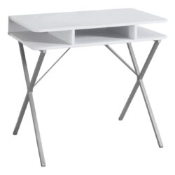 Computer Desk For Home Office, Laptop, Storage Shelves, Modern Convenient Design - White