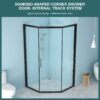 Diamond Shaped Corner Shower Door, Inward Sliding, Stainless Steel Frame - Matte Black - Image 4