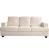 Modern Sofa, Comfortable 3 Seater Couch With Deep Seating, Loose Back Cushions, Wide Arms - Ivory - Image 4