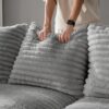 Plush Corduroy 4 Seat Sofa, Modern Comfy Upholstered Sofa Cloud Couch, Deep Seat Couches With Soft Pillows, Convertible Deep Seat Sofa Lounge Chair For Living Room - Gray - Image 17
