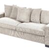 Luxe Corduroy Sofa With 5 Matching Toss Pillows, Sleek Design, Spacious And Comfortable 3 Seater Couch - Ivory - Image 3