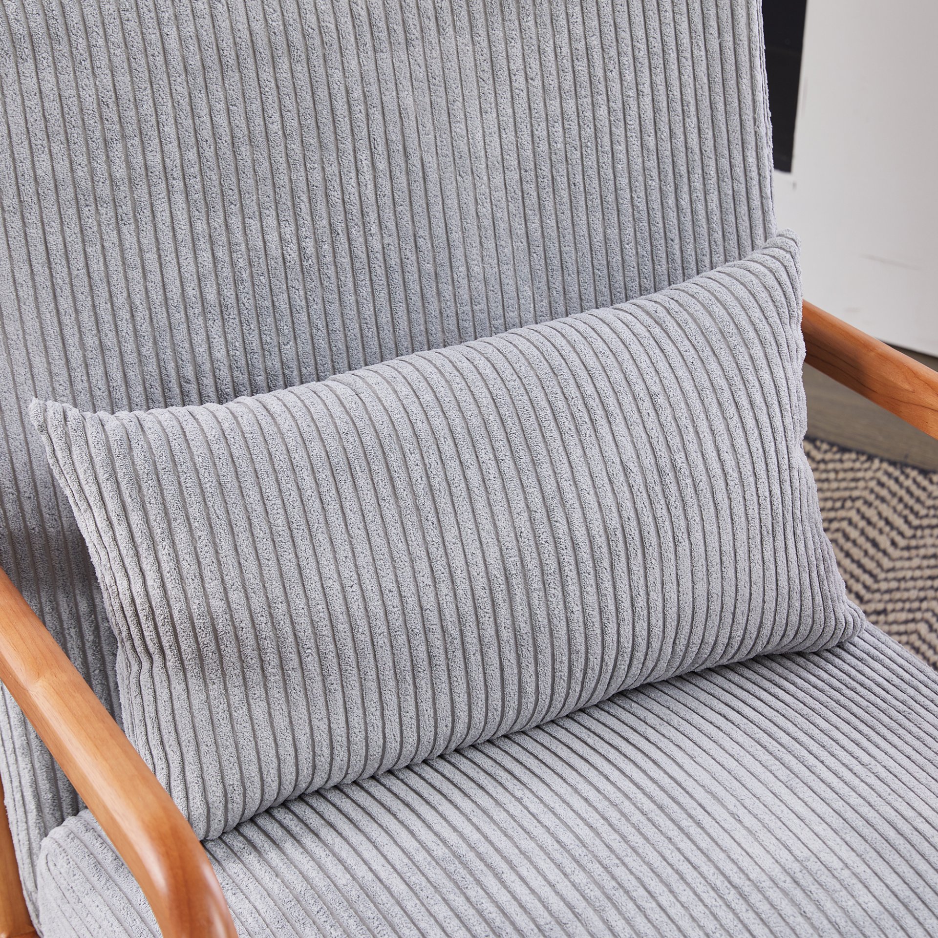 Accent Chair With Pillow, Upholstered Arm Chair - Light Gray - Image 13