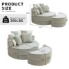 Modern Oversized Round Barrel Accent Chair With Ottoman Velvet Upholstered Lounge Armchair With 5 Pillows For Living Room Or Bedroom - Green - Image 3