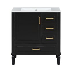 30" Bathroom Vanity Set With Soft Close Doors And Handles - Black