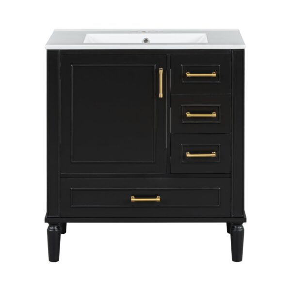 30" Bathroom Vanity Set With Soft Close Doors And Handles - Black