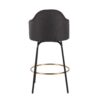 Ahoy - Contemporary Fixed Height Counter Stool Round Gold Footrest (Set of 2) - Charcoal / Black - Image 5