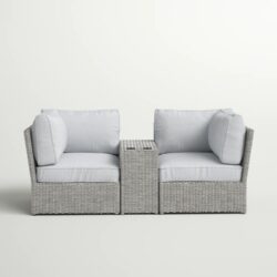 Patio Wicker Sofa Seating Group With Cushions, Weather Resistant - Gray Mix