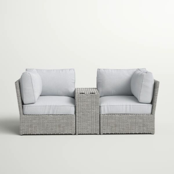 Patio Wicker Sofa Seating Group With Cushions, Weather Resistant - Gray Mix