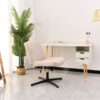 Cross Legged Office Chair, Wide Comfty Desk Chair, Vanity Home Chair No Wheels Armless Computer Task Chair, Swivel And Height Adjustable - Beige - Image 8