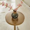 Morven - Adjustable Height Accent Table With Round Metal Top And Pedestal Base - Antique Brass - Image 6