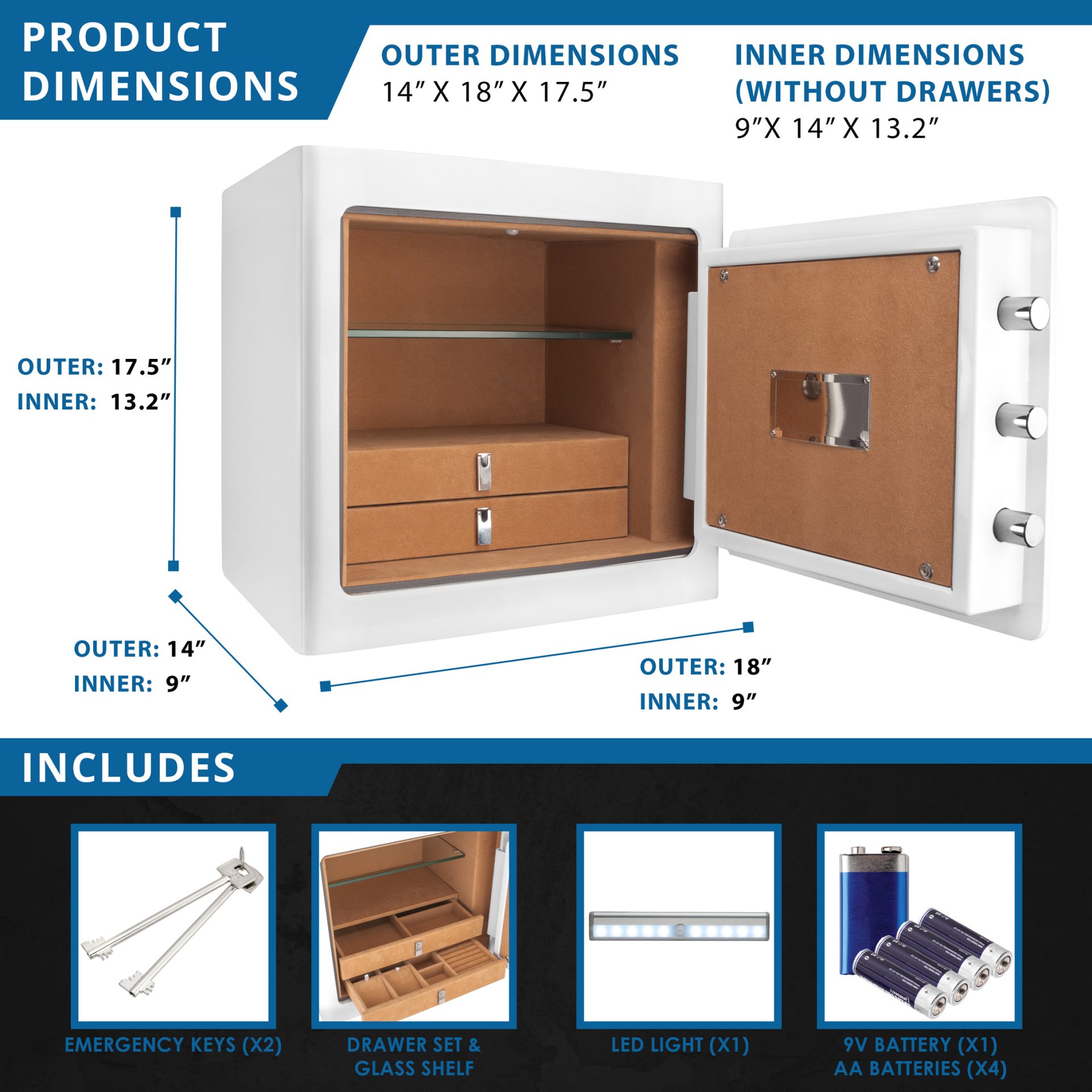 1.01 Cubic Ft Jewelry Safe - White - Image 13