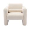 Modern Accent Chair Lambskin Sherpa Fabric Upholstered Comfy Reading Armchair With Pillow - Cream - Image 9