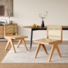 Chandigarh - Dining Room Chairs With Rattan And Solid Wood (Set of 2) - Natural - Image 2