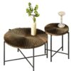 Radial - Pattern Coffee And End Table Set Waterproof Cover, Distressed Cylindrical Design, Legs Classic Rustic Charm (Set of 2) - Walnut Brown - Image 2