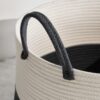 Cotton Round Laundry And Storage Basket With Sturdy Handles - Gray / White - Image 5