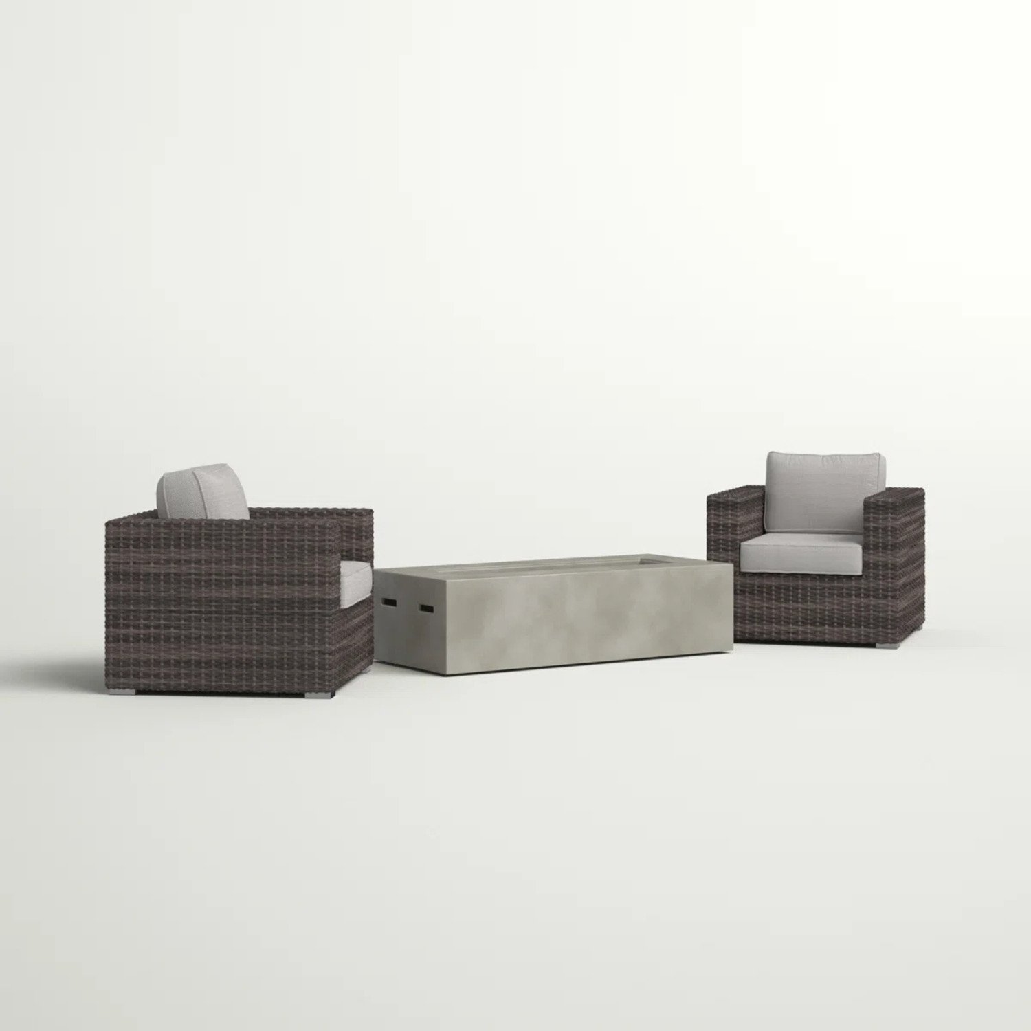 Outdoor Rattan Wicker Seating Set With Cushions 2 Person Patio Furniture - Espresso / Gray - Image 7