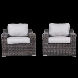Modern Patio Chair With Cushions (Set of 2) - Brown