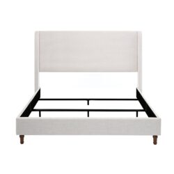 Hayden - King Size Upholstered Wingback Bed With And Tall 54" Headboard - Ivory