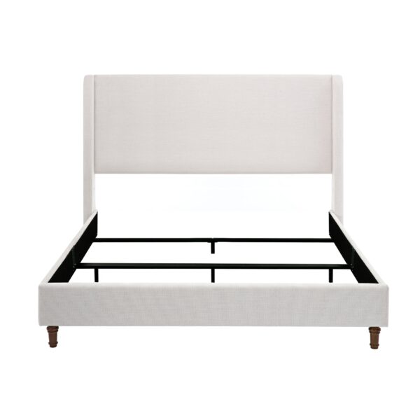 Hayden - King Size Upholstered Wingback Bed With And Tall 54" Headboard - Ivory