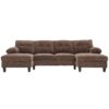 Modern U Shaped Sectional Sofa With Dual Chaise Lounges Storage Pockets And Armrest Pillows - Brown - Image 9