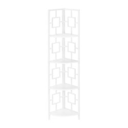 Bookshelf, Bookcase, Etagere, Corner, 4 Tier, For Office, Contemporary & Modern - White