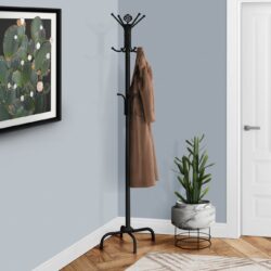 Free Standing Coat Rack 12 Hooks For Entryway - Black