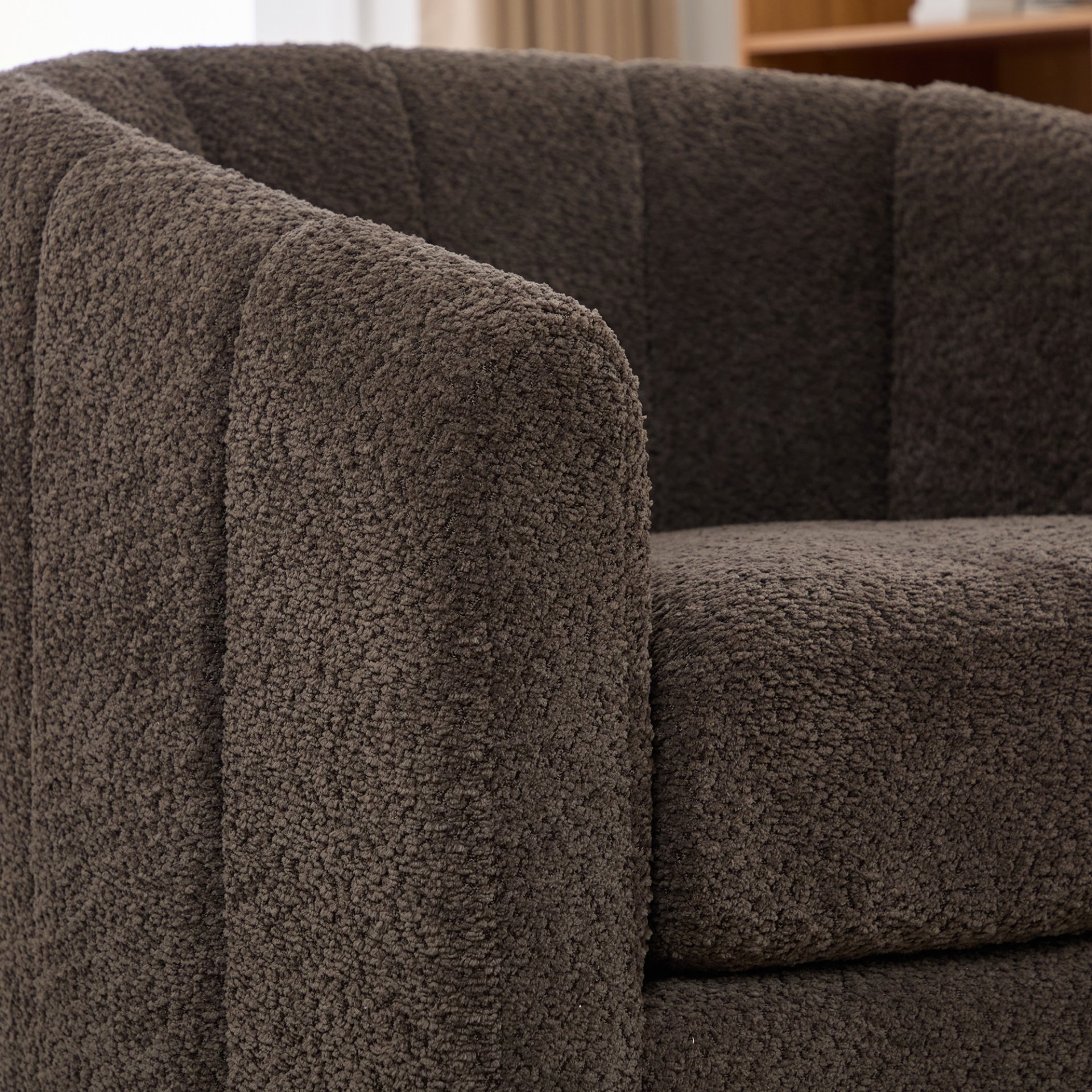 360° Swivel Pumpkin Shape Club Armchair - Charcoal - Image 12