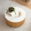 Round Coffee Table With Storage - Natural / White - Image 4