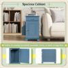 Vintage End Table Flip Top Side Table With USB Ports, 1 Multifunctional Drawer With Cup Holders, Sofa Couch Table With Bookshelf For Living Room And Small Space - Navy Blue - Image 10