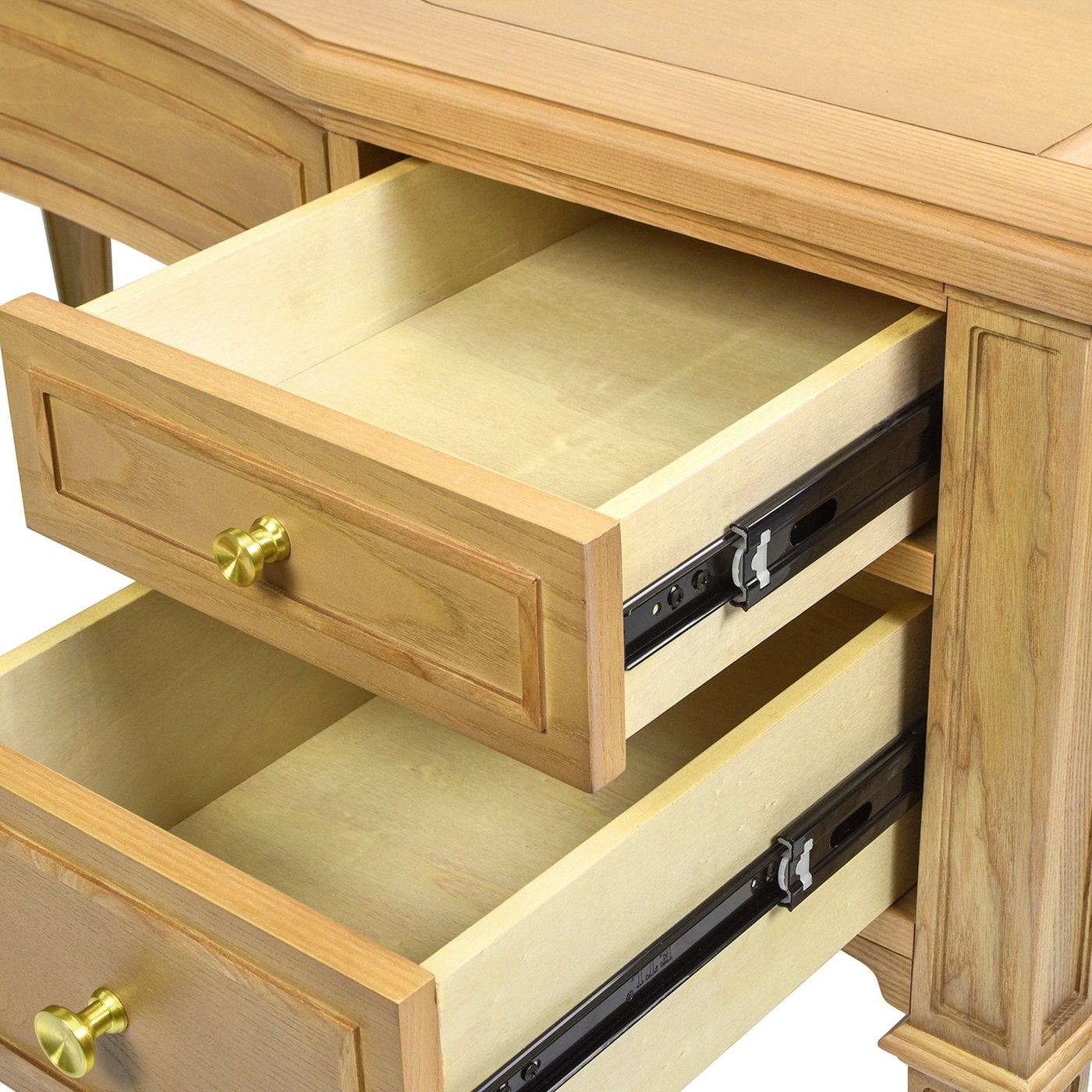 Dauphin - Gold Accent 5 Drawer Executive Desk - Natural Brown - Image 12