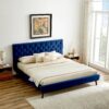 Dillon - Velvet Platform Bed Queen Size - Blue - Image 11