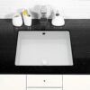 20" X 15.5" Modern Rectangular Undermount Bathroom Sink With Overflow Ceramic - White - Image 4